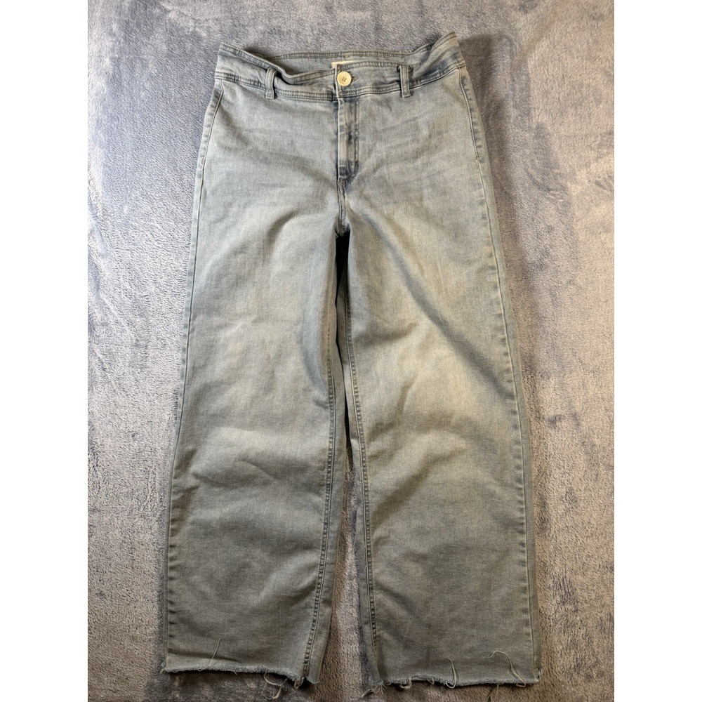 OAT New York Wide Leg Jeans Womens 10/30 Blue Denim Crop High Rise F0004-CA